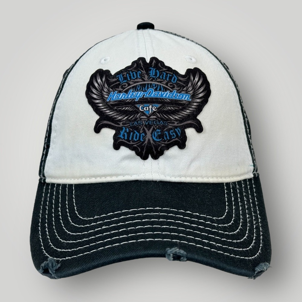 Harley-Davidson Cafe Las Vegas LIVE HARD RIDE EASY Strapback Baseball Hat Cap